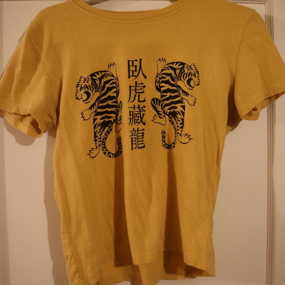 Mustard yellow graphic crop top